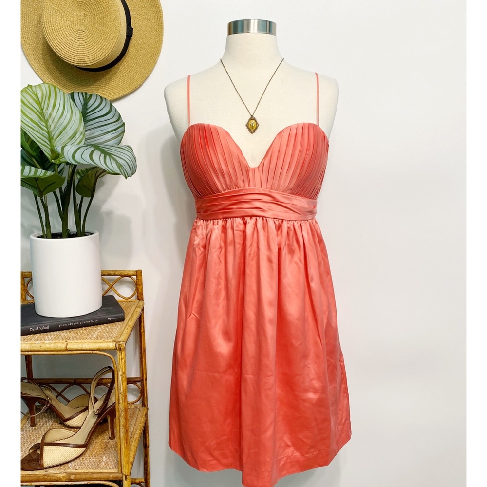 bcbg | coral pink pintucked empire waist party dress 6